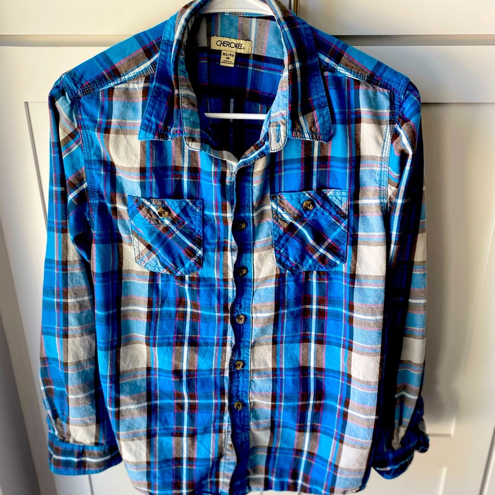 Cherokee Youth XL Long Sleeve Flannel Button Down Shirt “
